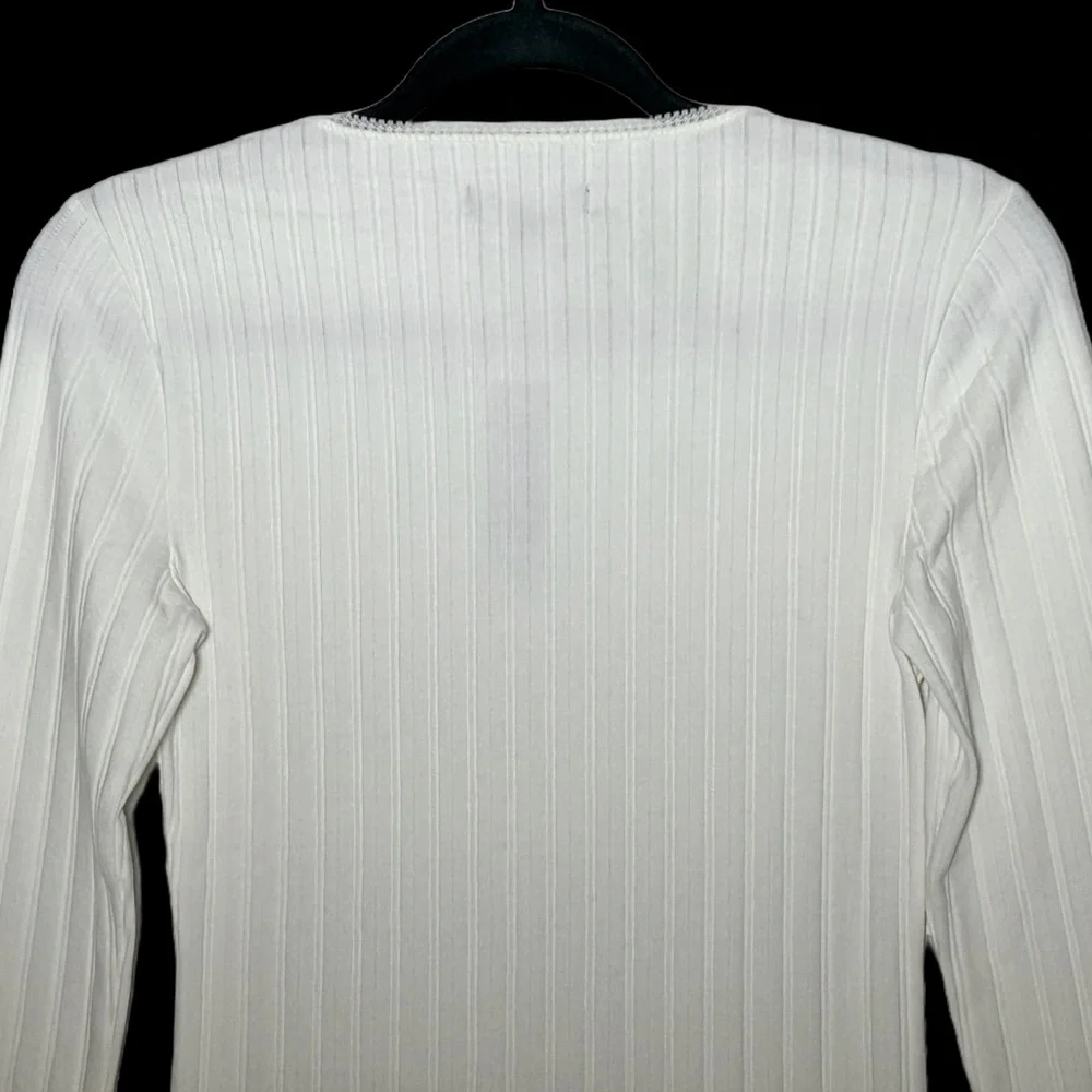 NWT J. Crew Ivory Pointelle Long-Sleeve T-Shirt, Small - Picture 7 of 14